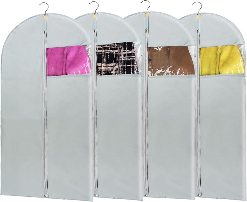 MS KITCHEN Garment Bags for Hanging Clothes Cover, Clear Window Suit Bags with Foldable Design for Closet Storage and Travel - 24" X 43"/ 4 Pack - Image 1